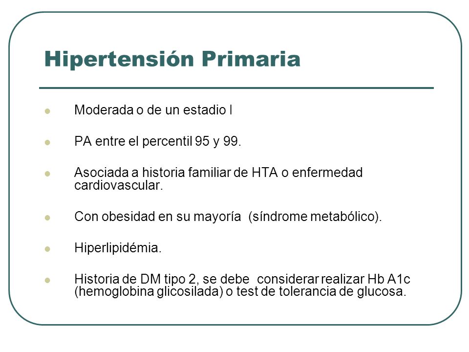Droga de hipertensión primaria